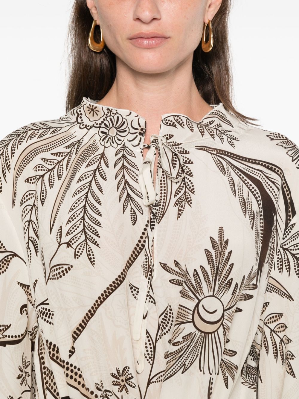 F.R.S FOR RESTLESS SLEEPERS Printed Silk Dress with Drawstring Waist - Long Length
