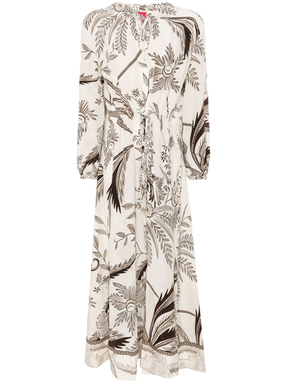 F.R.S FOR RESTLESS SLEEPERS Printed Silk Dress with Drawstring Waist - Long Length