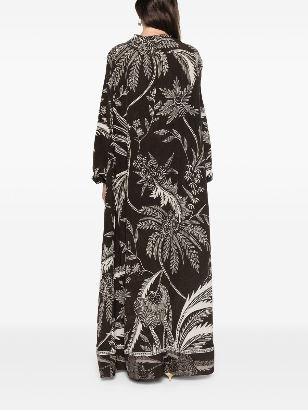 F.R.S FOR RESTLESS SLEEPERS Floral Print Silk Dress with Drawstring Waist