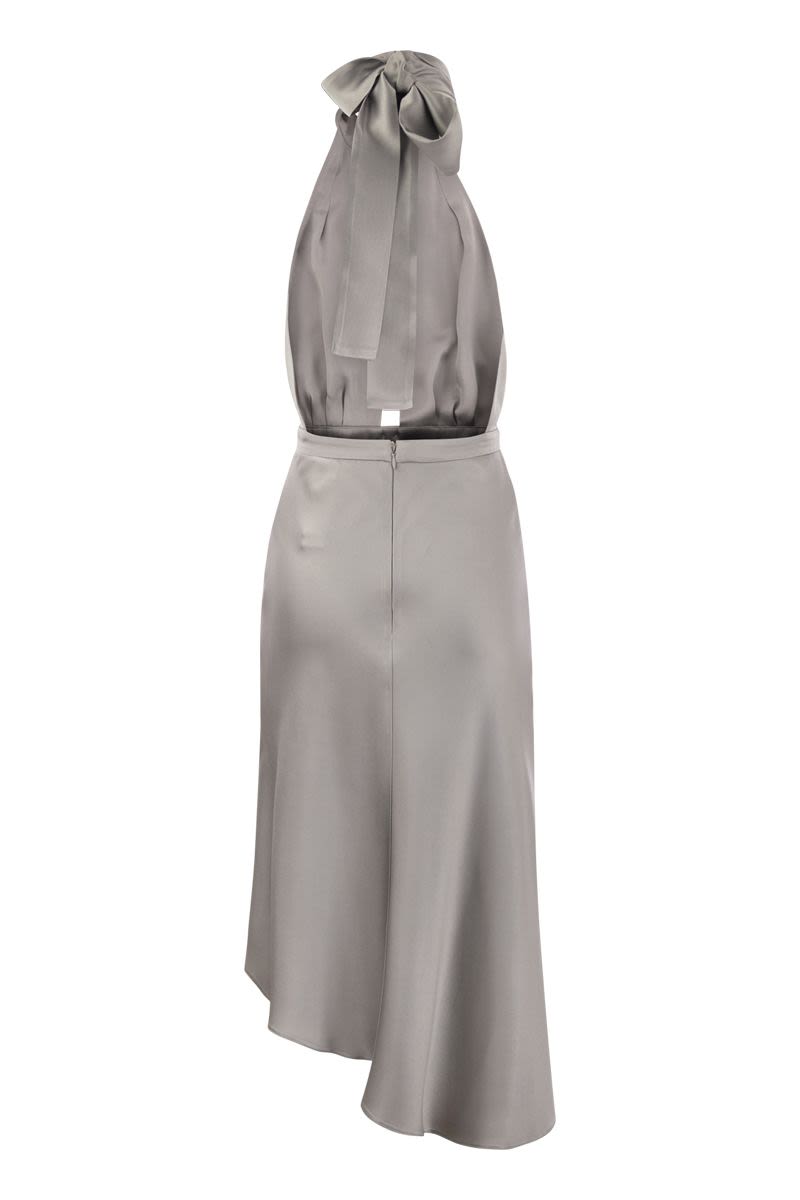 ELISABETTA FRANCHI Asymmetric Satin Midi Dress