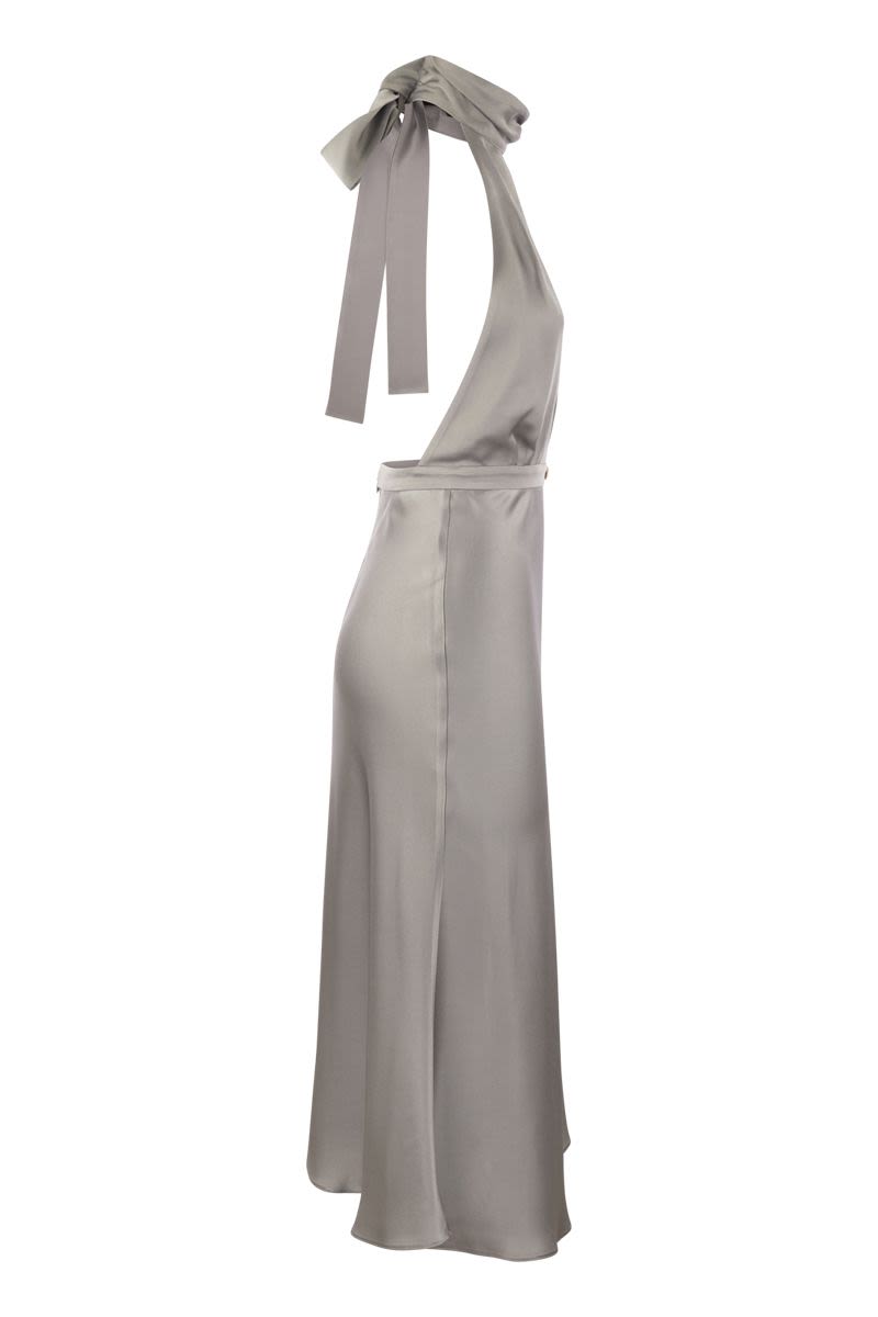 ELISABETTA FRANCHI Asymmetric Satin Midi Dress