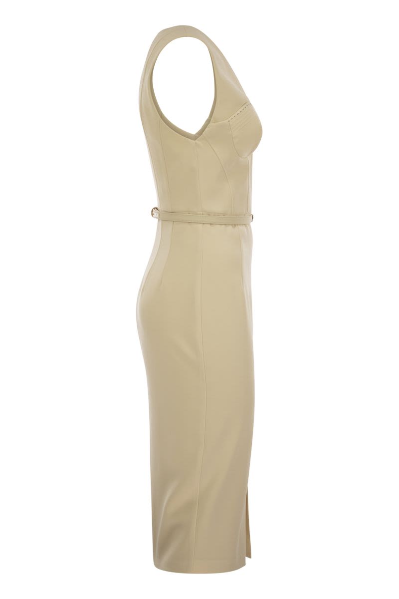 ELISABETTA FRANCHI Crepe Bustier Dress with Contrasting Topstitching
