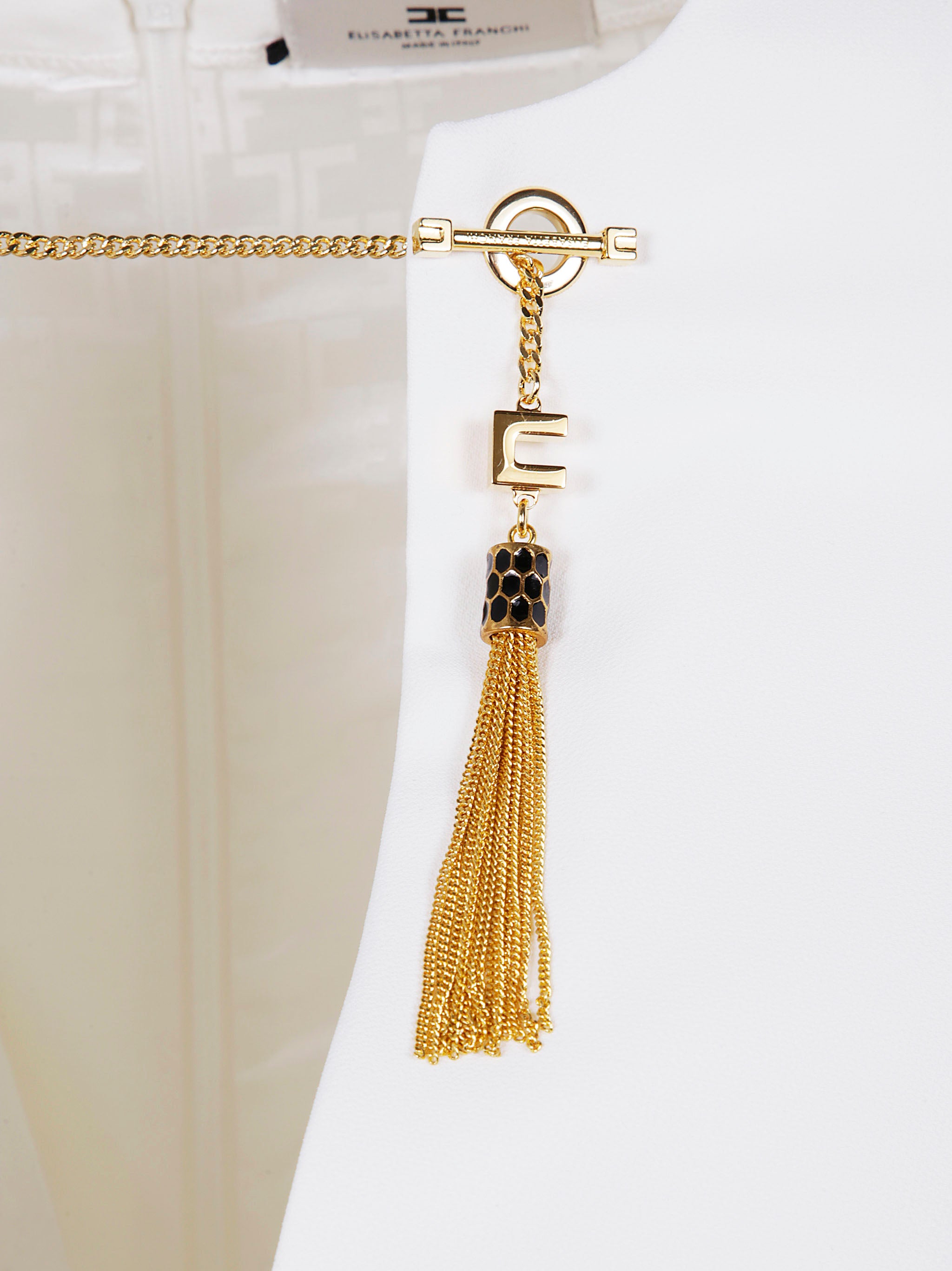 ELISABETTA FRANCHI Lightweight Pleated Dress with Chain Jewelry - Mini Fit