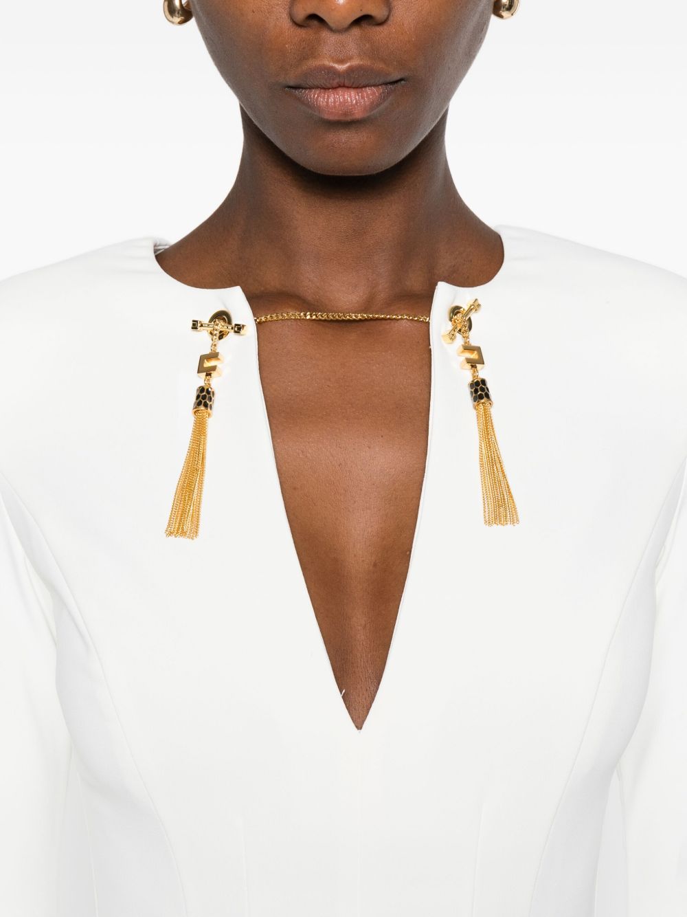 ELISABETTA FRANCHI Lightweight Pleated Dress with Chain Jewelry - Mini Fit