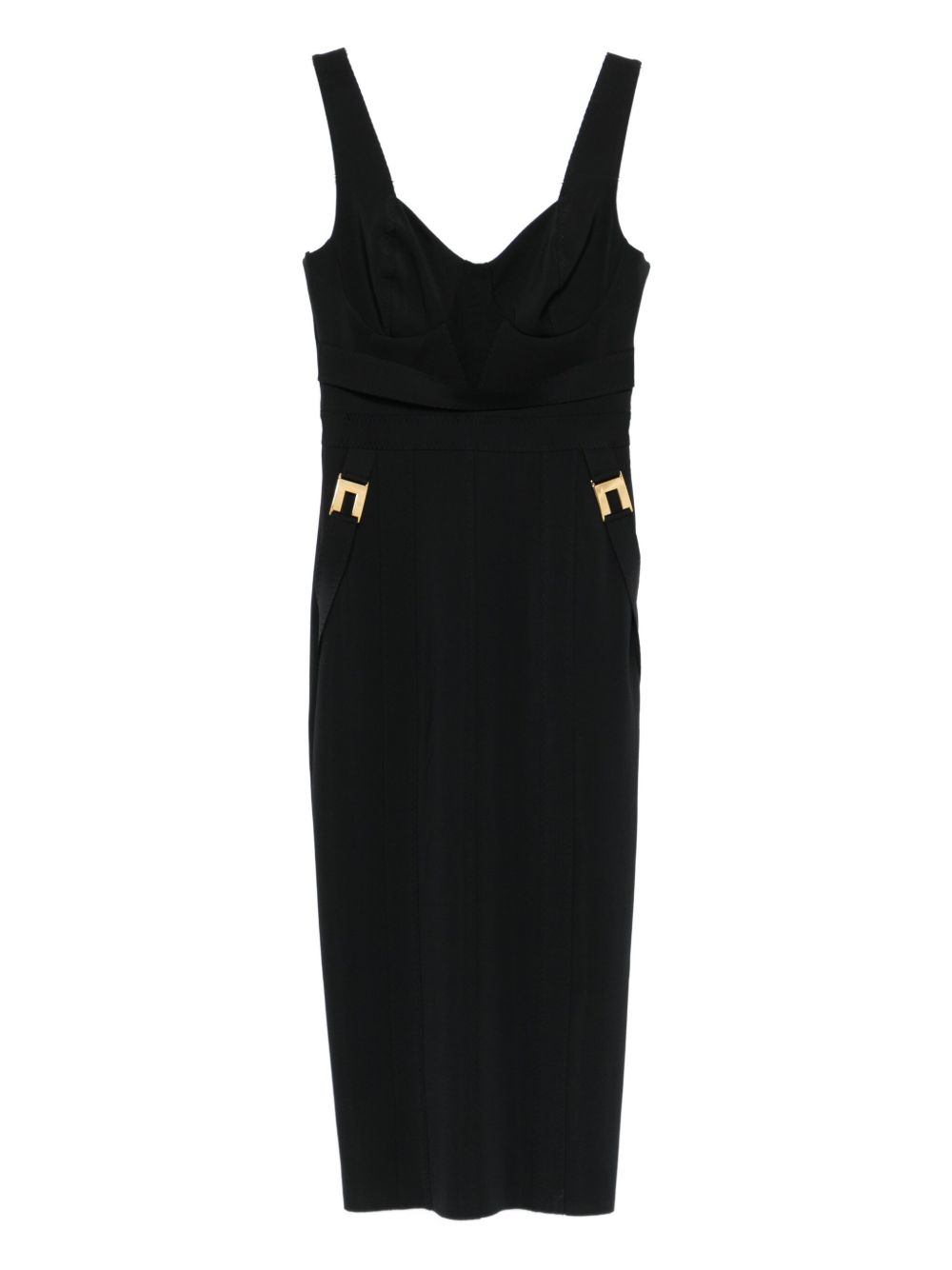 ELISABETTA FRANCHI Crepe Dress with Front Logo Detail
