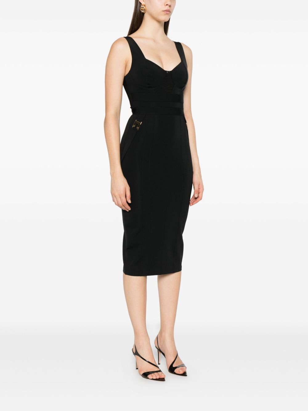 ELISABETTA FRANCHI Crepe Dress with Front Logo Detail