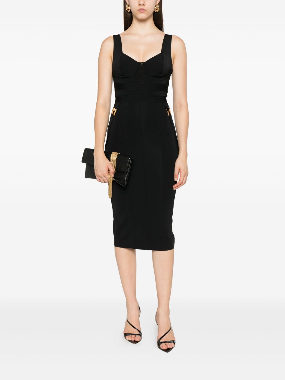 ELISABETTA FRANCHI Crepe Dress with Front Logo Detail