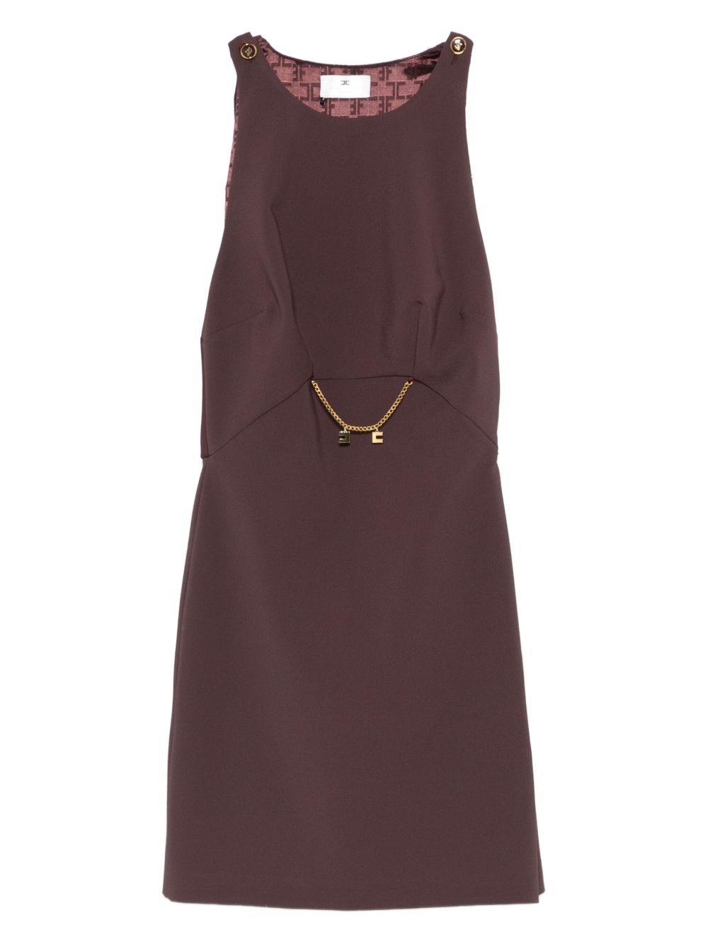 ELISABETTA FRANCHI Chic Sleeveless Mini Dress with Chain Embellishment