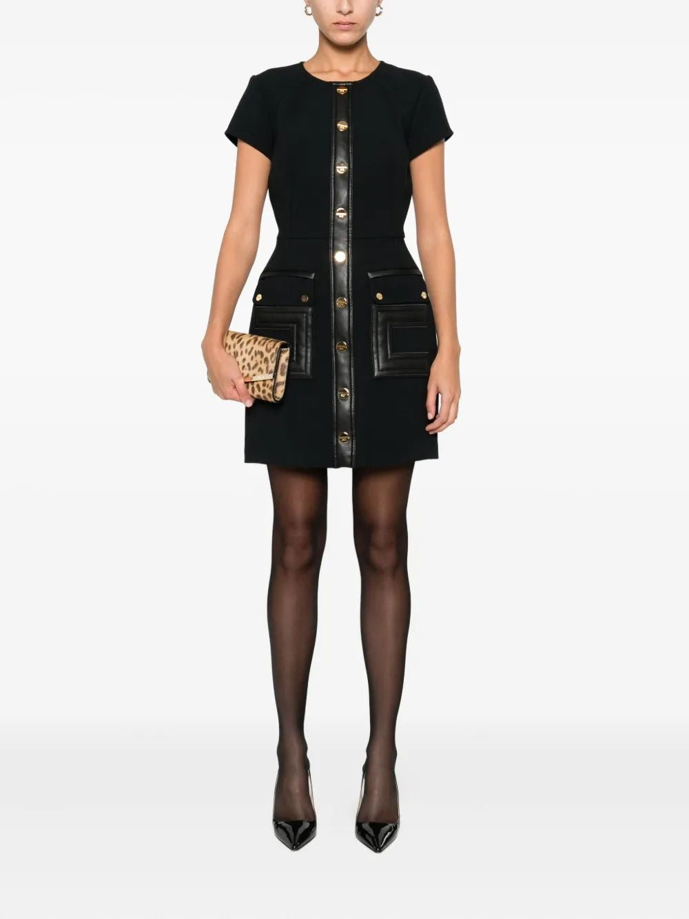 ELISABETTA FRANCHI Double Crepe Dress with Logo Details