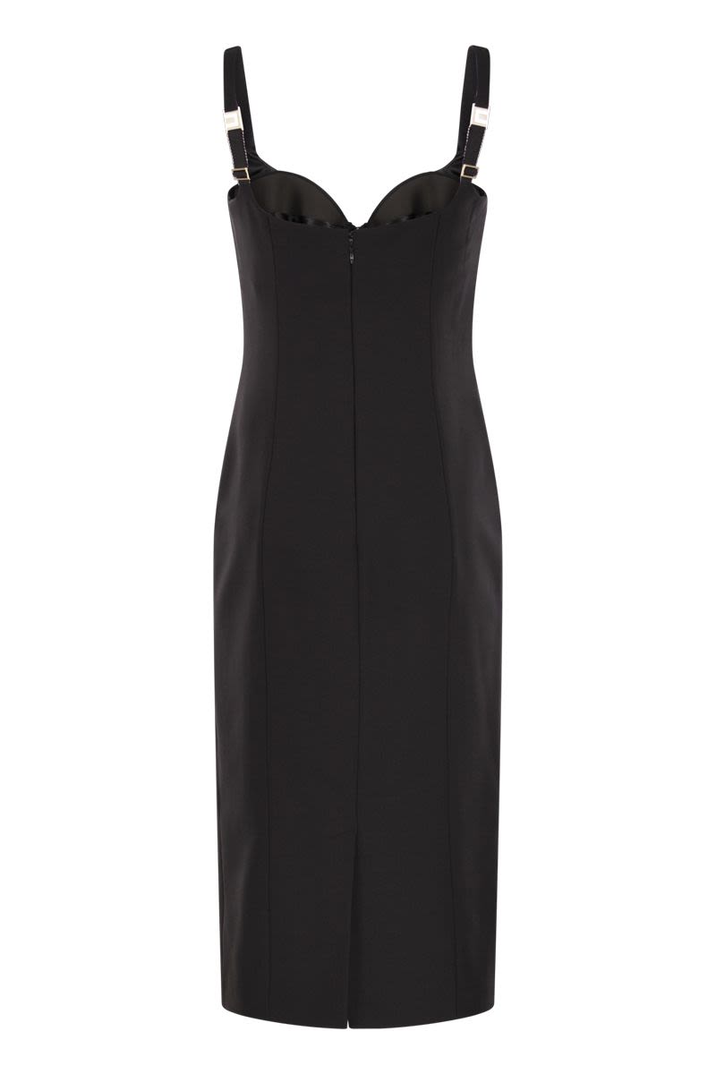 ELISABETTA FRANCHI Lightweight Creased Pleated Mini Dress with Crystals