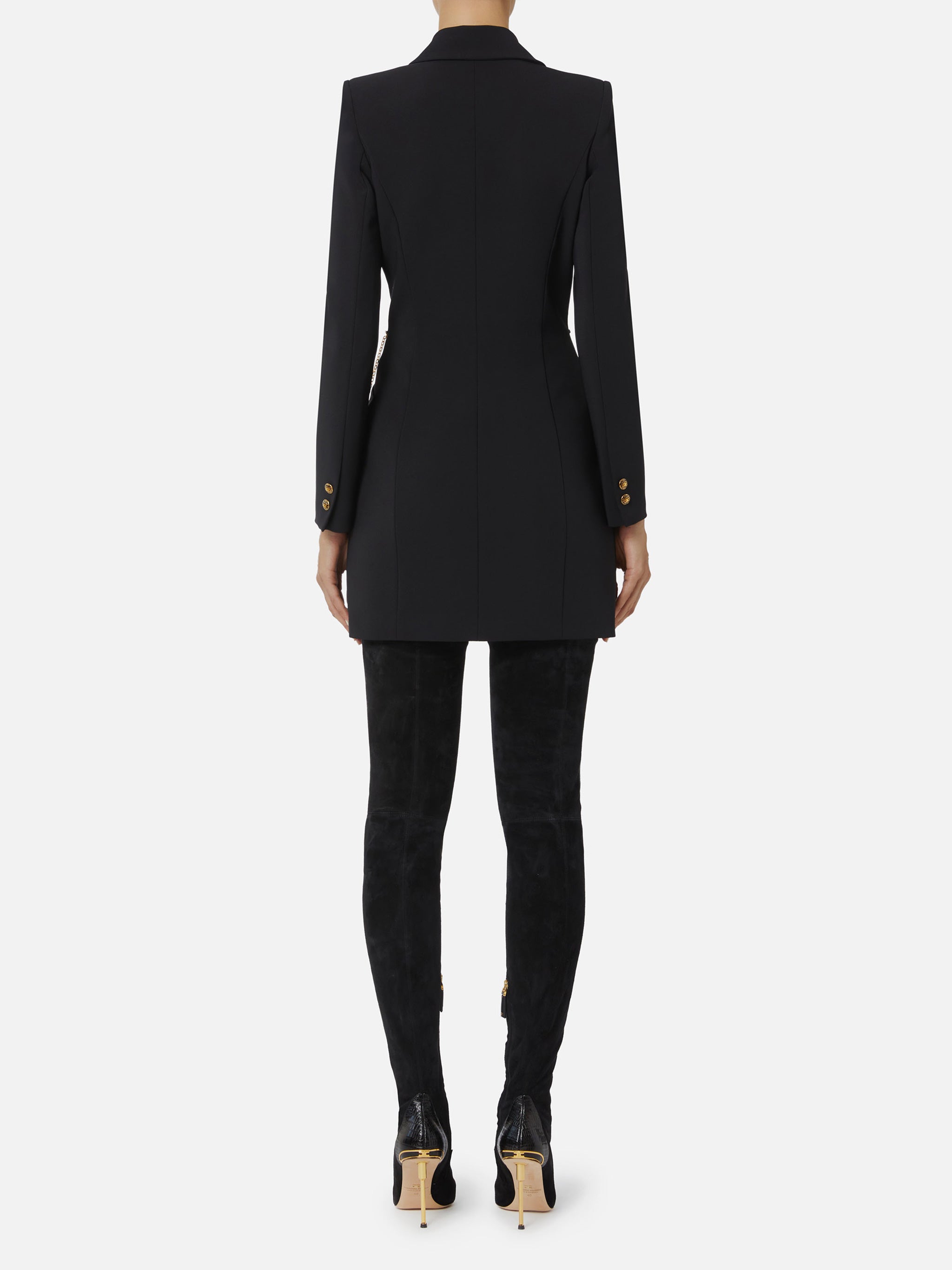 ELISABETTA FRANCHI Double-Breasted Mini Dress with Chain Belt