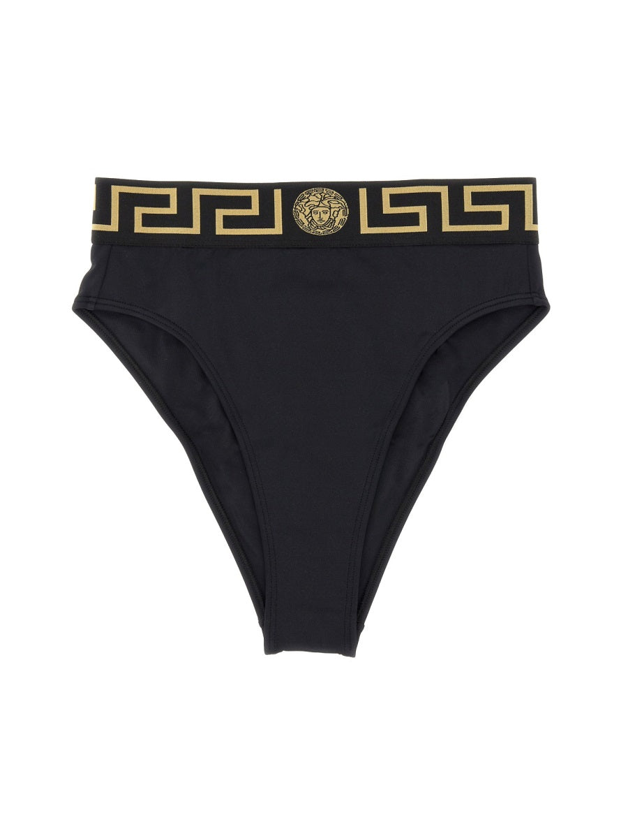 VERSACE High Waist Bikini Bottom with Medusa Head Motif