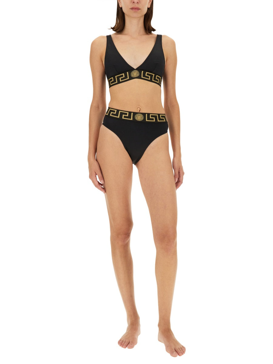 VERSACE High Waist Bikini Bottom with Medusa Head Motif