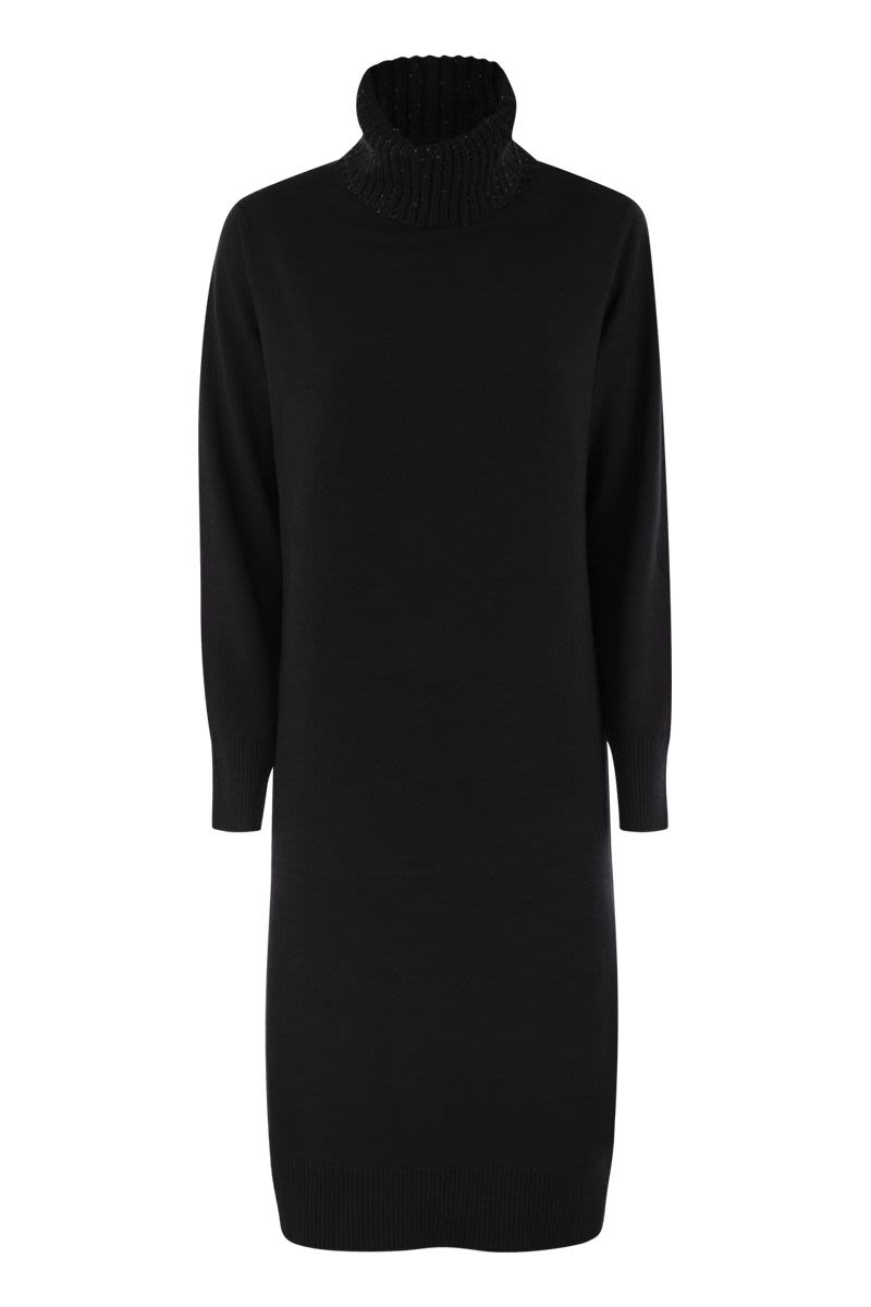 FABIANA FILIPPI High Neck Dress with Sequins - Below the Knee