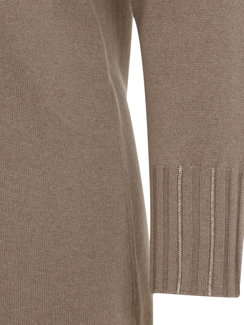 FABIANA FILIPPI Elegant High Neck Wool Short Dress with Crystal Embellishments