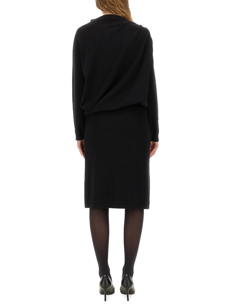 FABIANA FILIPPI MIDI DRESS WITH GOLD DETAIL SIZE 40