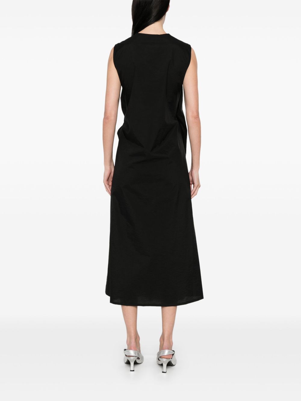 FABIANA FILIPPI Sleeveless Cotton Midi Dress with Cut-Out and Ruffled Details