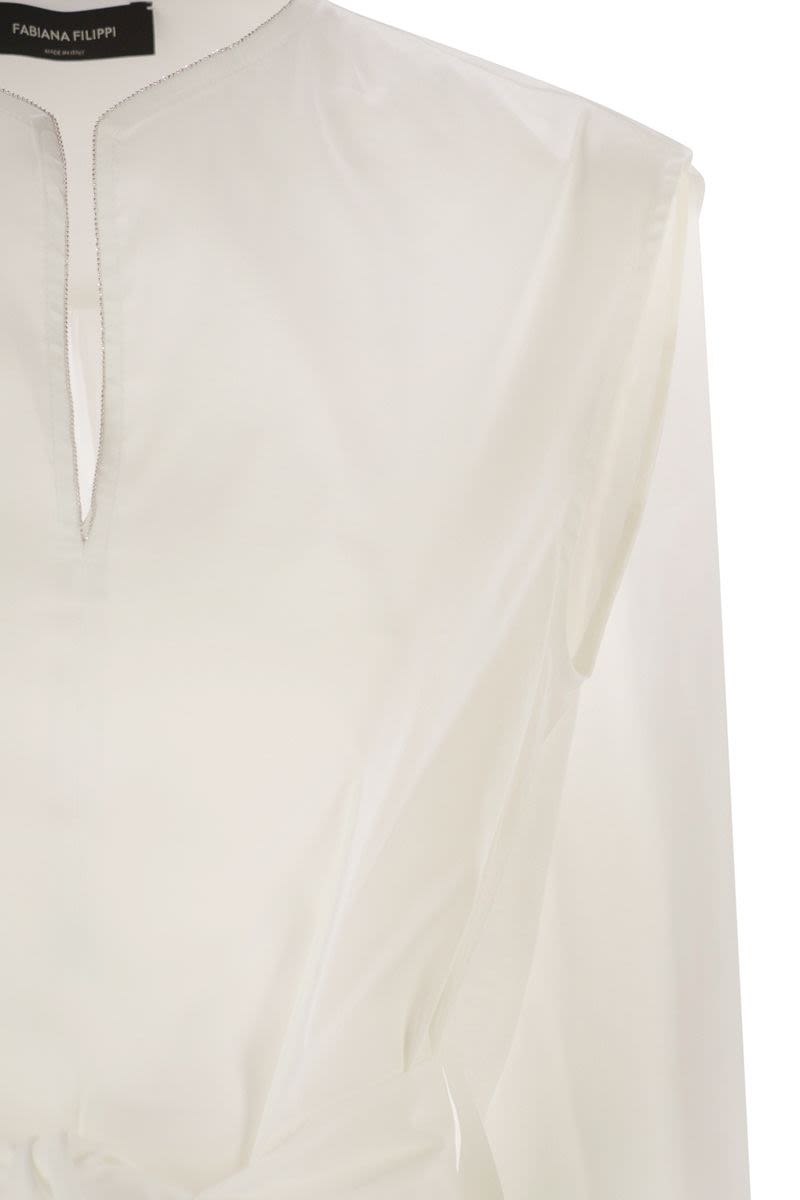FABIANA FILIPPI Sleeveless Cotton-Blend Mini Dress with Diamond Detail