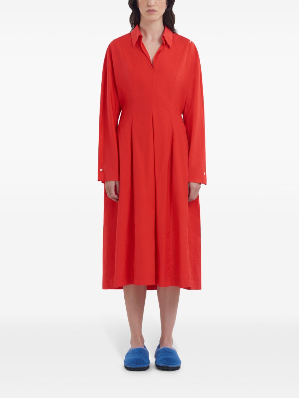 MARNI Elegant Long Dress with V-Neck and Belt