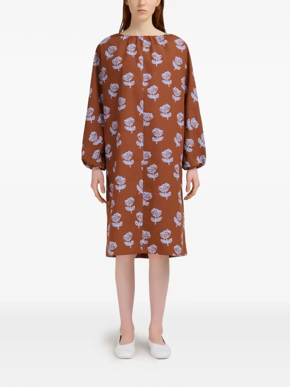 MARNI Floral Print Long Sleeve Dress