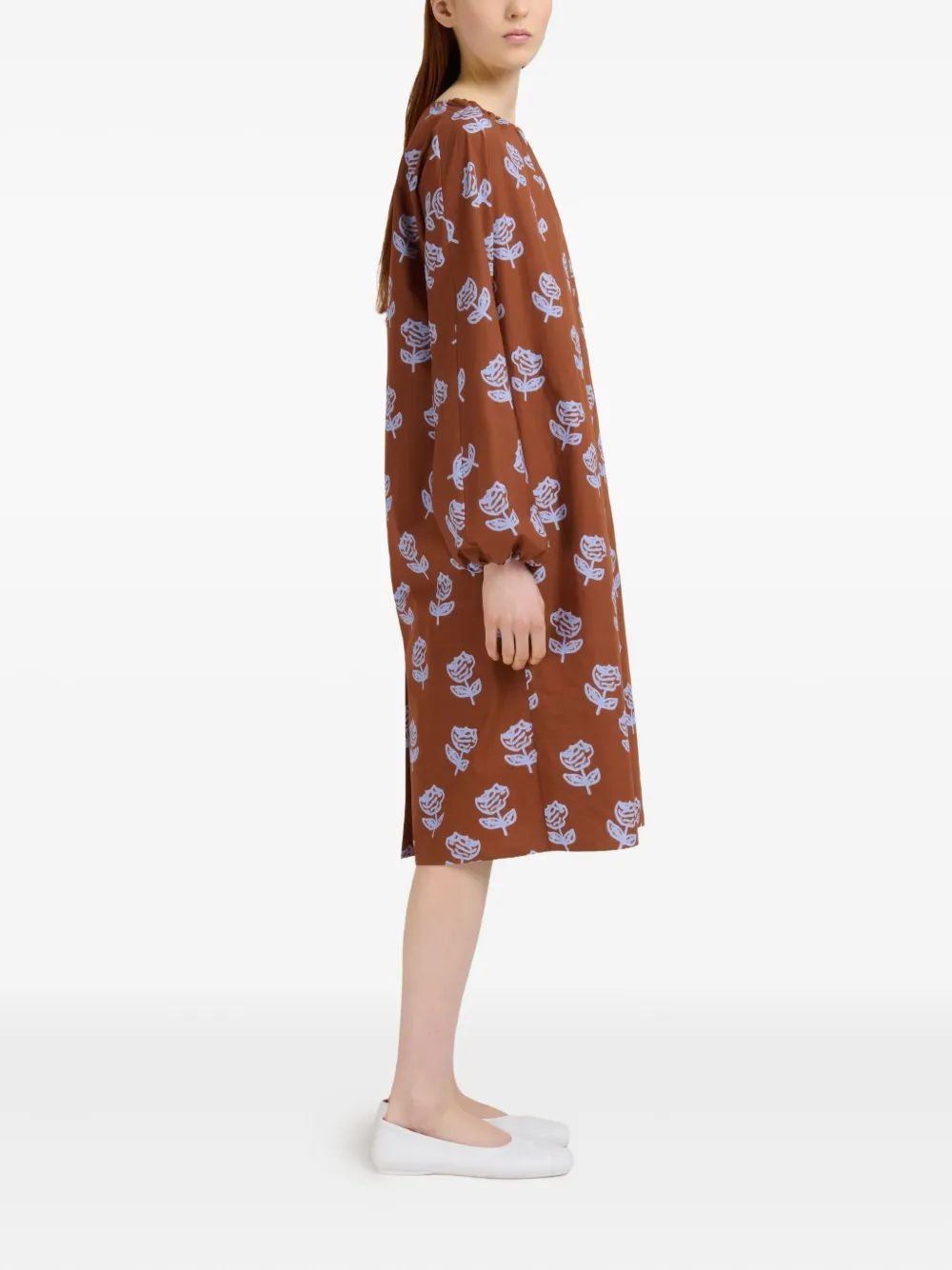 MARNI Floral Print Long Sleeve Dress