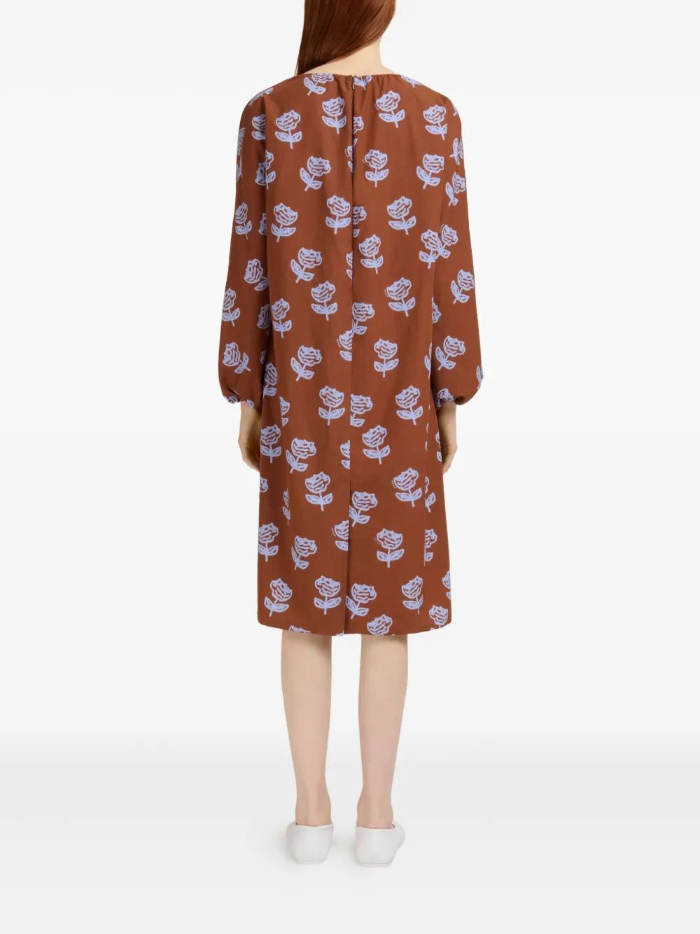 MARNI Floral Print Long Sleeve Dress