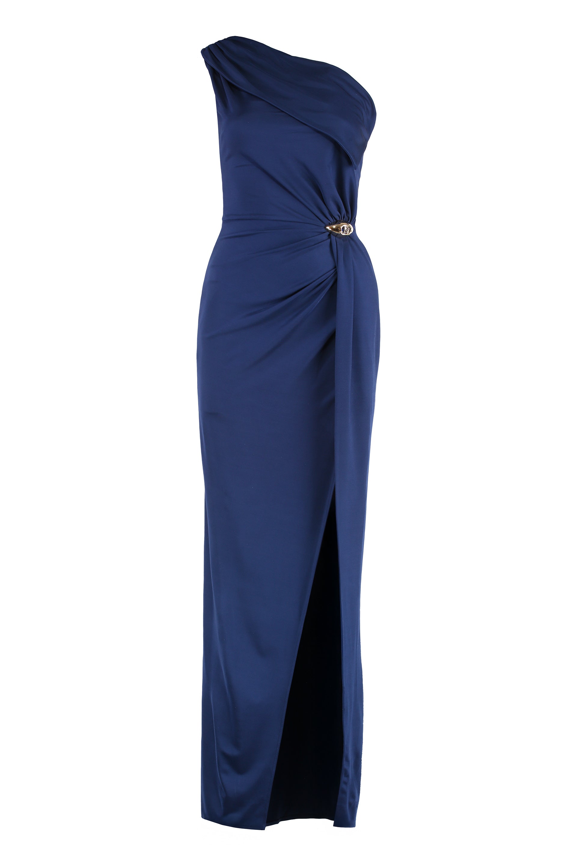 ELISABETTA FRANCHI Elegant Long Dress with Golden Logo for Women