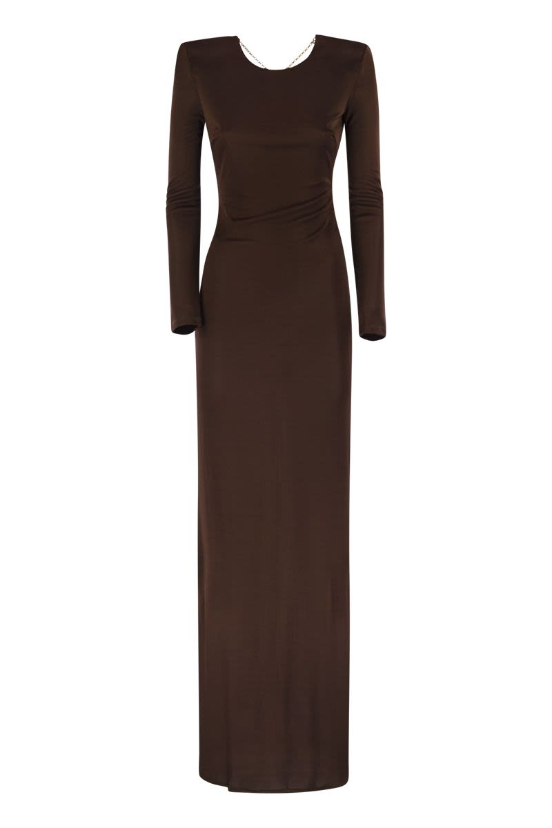 ELISABETTA FRANCHI Red Carpet Mini Dress in Shiny Viscose