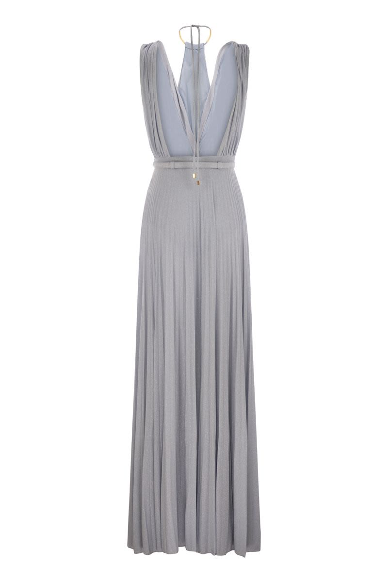 ELISABETTA FRANCHI Red Carpet Lurex T-Shirt Dress with Belt