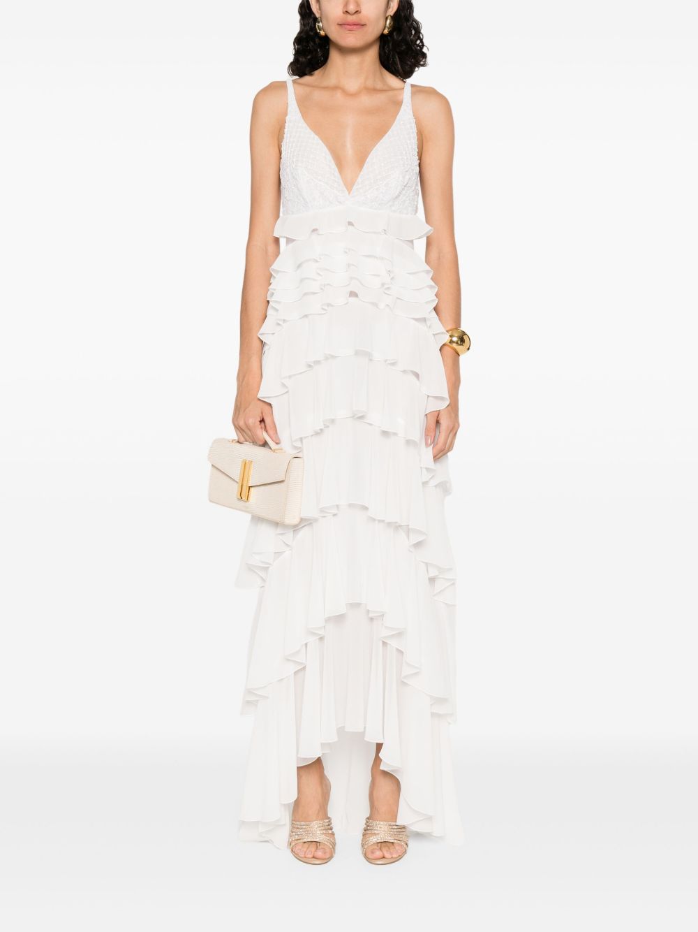 ELISABETTA FRANCHI Frilled Long Dress