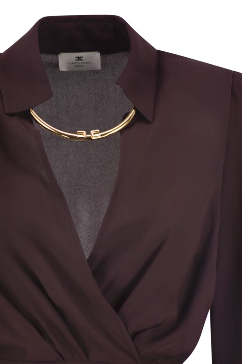 ELISABETTA FRANCHI Slim-Fit Georgette Mini Dress with Removable Necklace