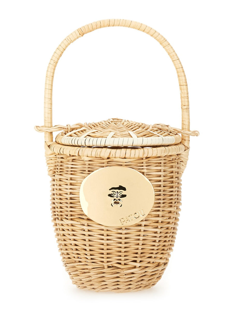 PATOU Handcrafted Wicker Bucket Handbag