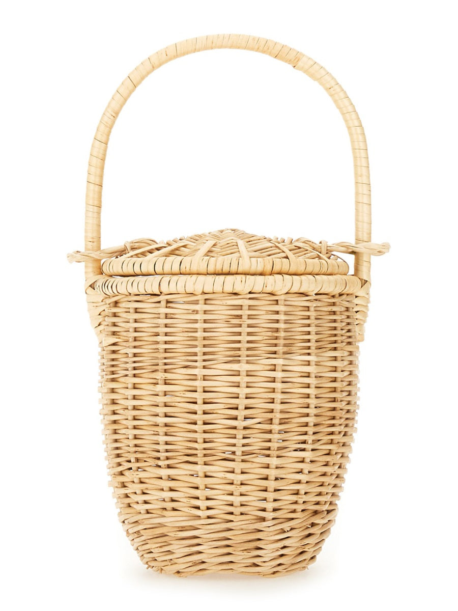 PATOU Handcrafted Wicker Bucket Handbag