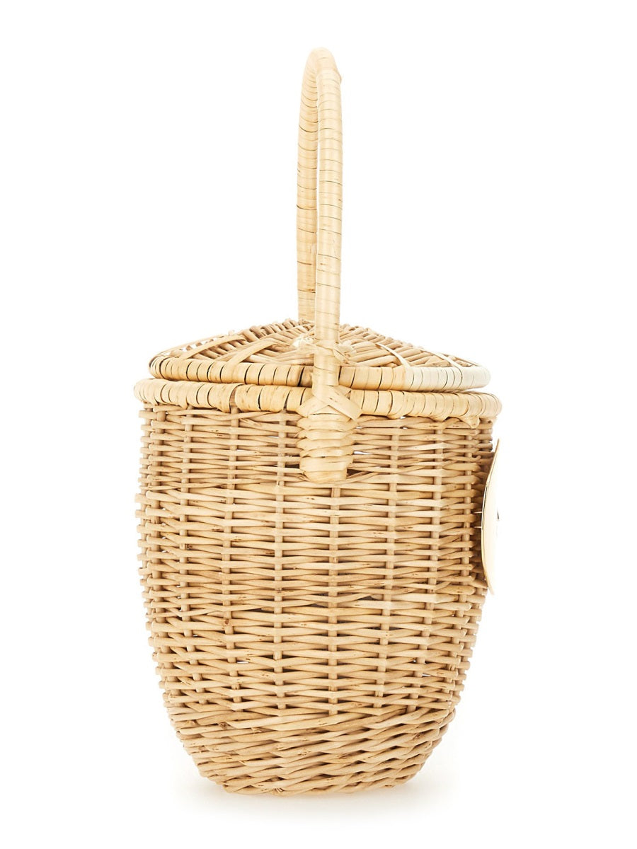 PATOU Handcrafted Wicker Bucket Handbag