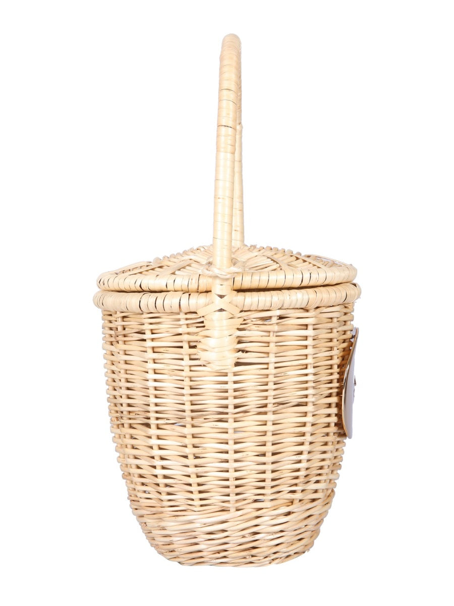 PATOU Handcrafted Wicker Bucket Handbag
