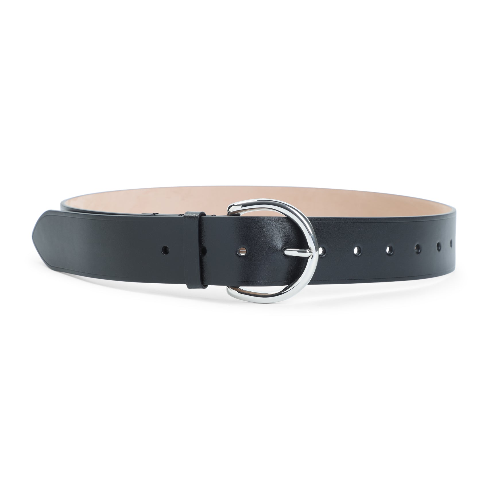 PHOEBE PHILO Round Buckle Leather Belt - 4CM Height