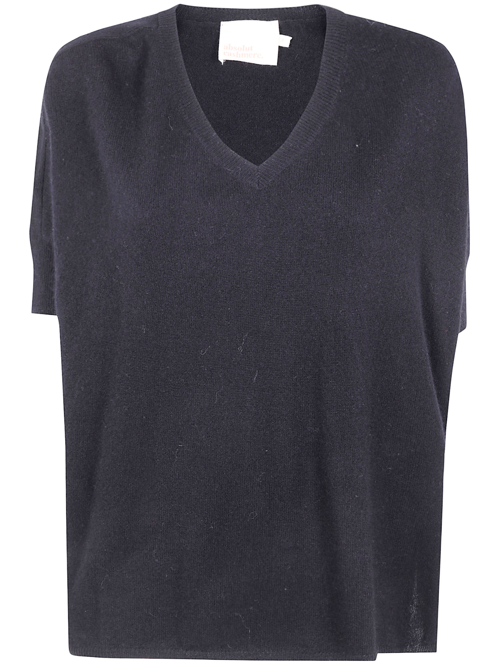 ABSOLUT CASHMERE Oversized V-Neck Cashmere Sweater with Short Sleeves
