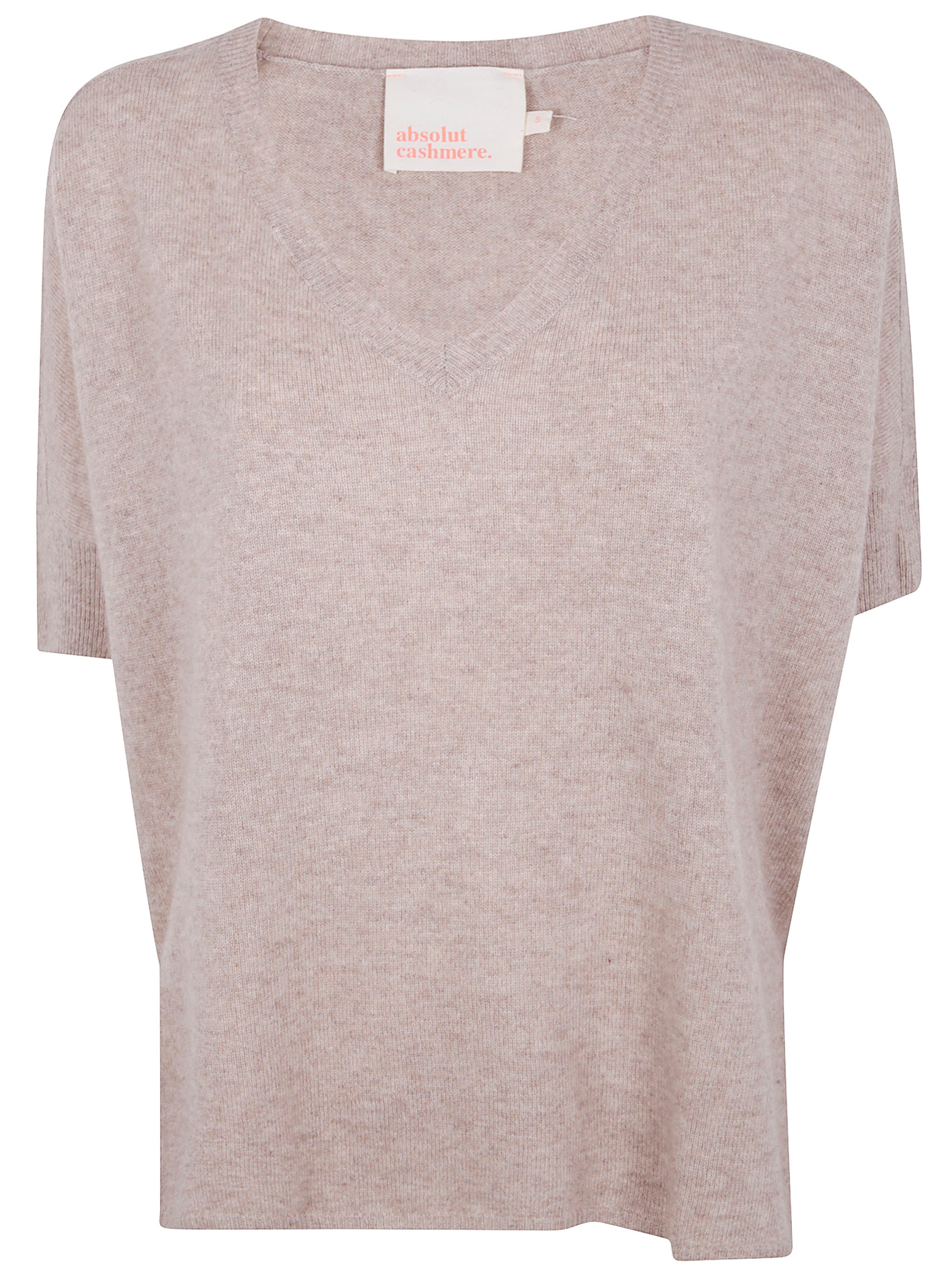 ABSOLUT CASHMERE Oversized Short Sleeve V-Neck Cashmere Sweater