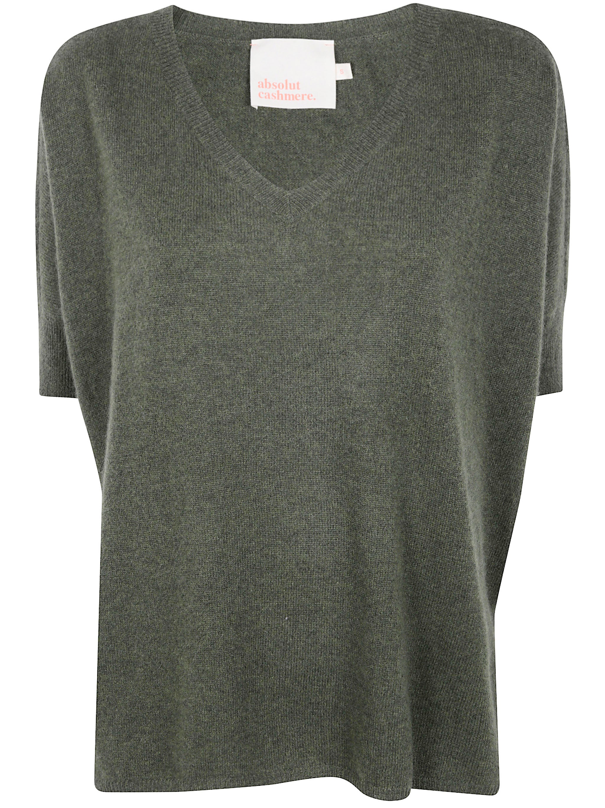 ABSOLUT CASHMERE Oversized Short Sleeves V Neck Cashmere Sweater