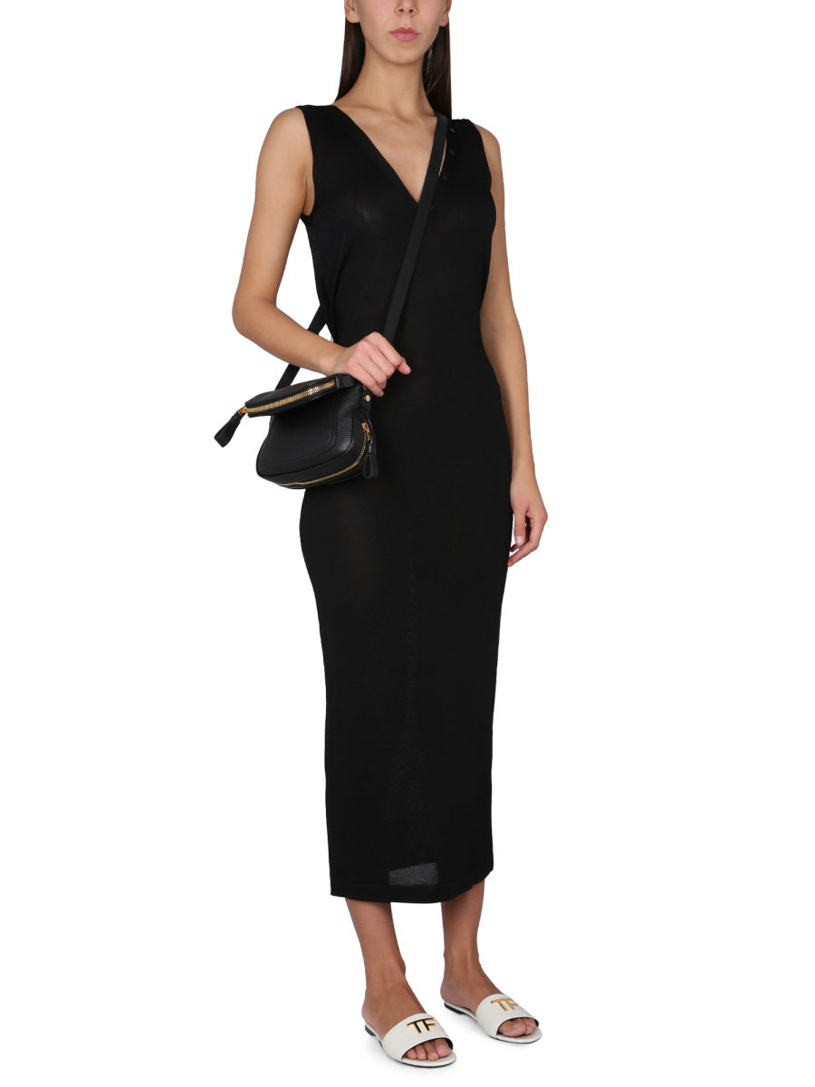 TOM FORD Slinky V-Neck Dress with Crossback Detail