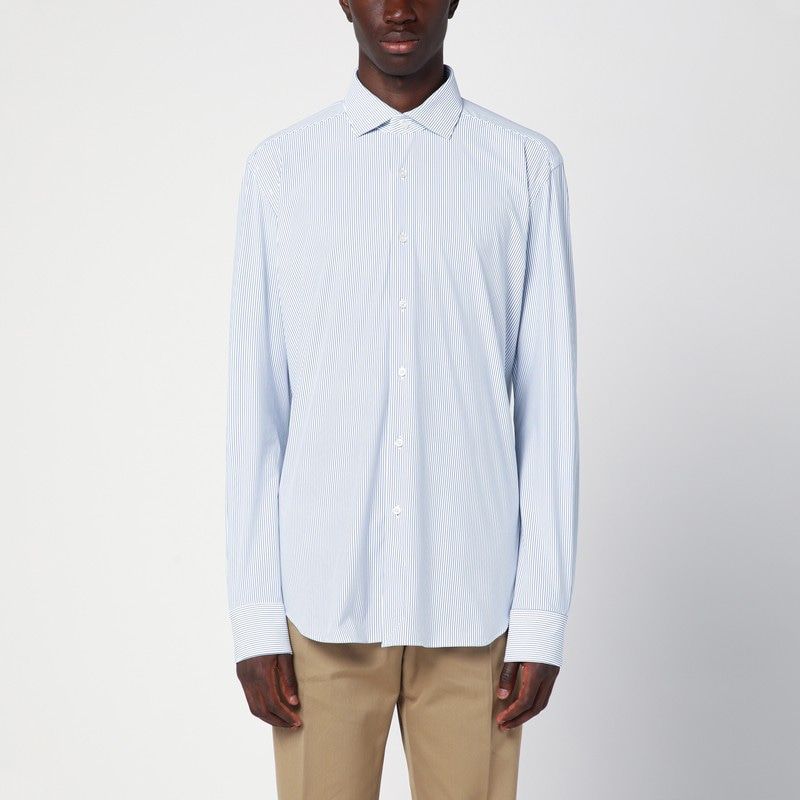 XACUS Striped Poplin Active Shirt - Long Sleeve