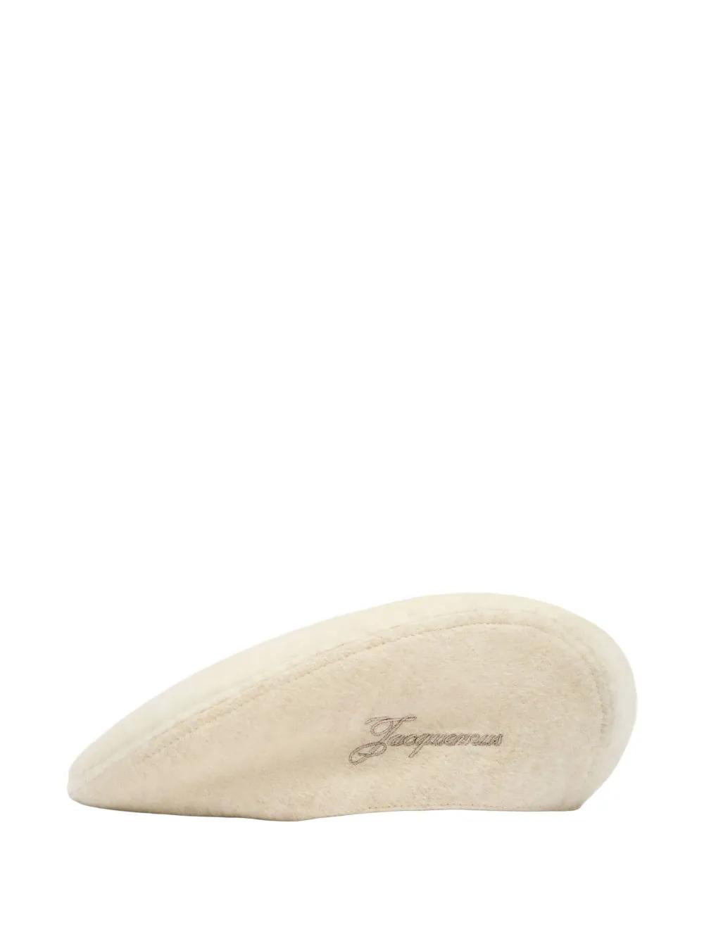 JACQUEMUS Wool Beret with Embroidered Logo