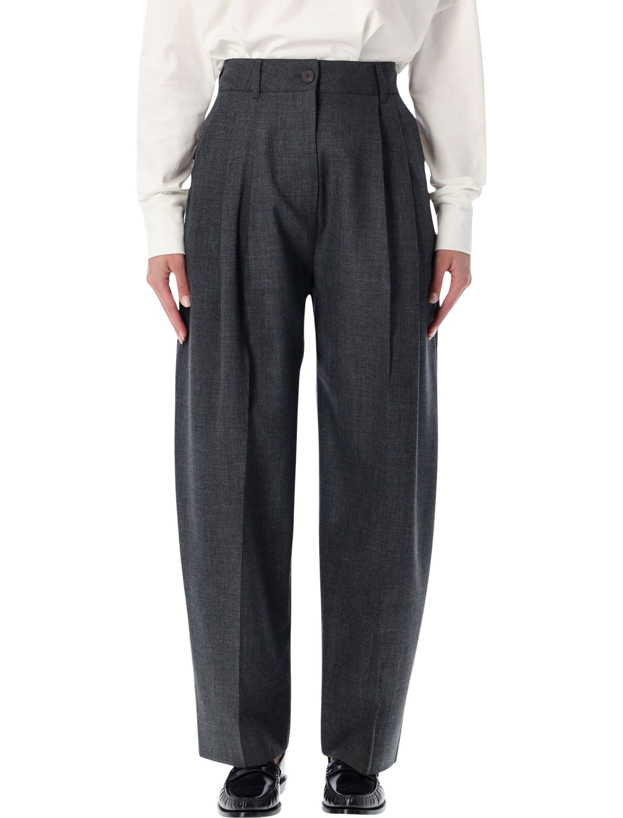 STUDIO NICHOLSON Heritage Wool High-Rise Wide-Leg Pants - Size 8