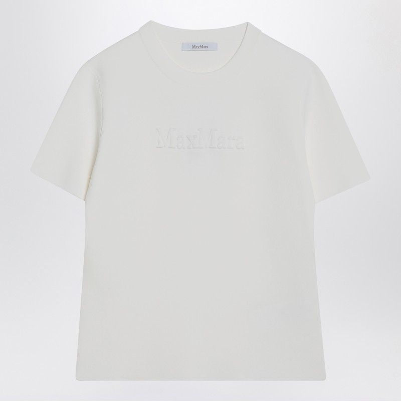 MAX MARA Women's Creased Pleated T-Shirt with Embossed Logo