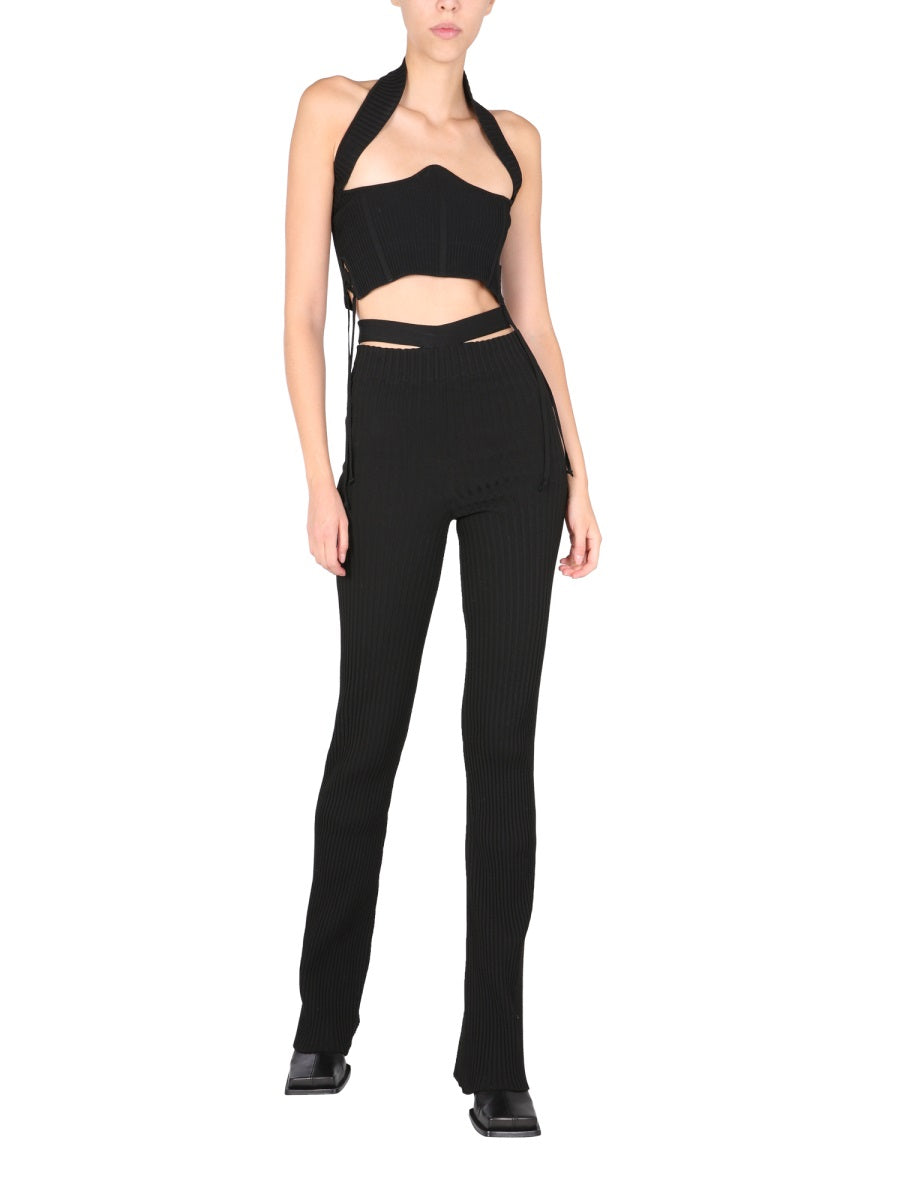 ANDREADAMO Ribbed Bustier with Fixed American Neck