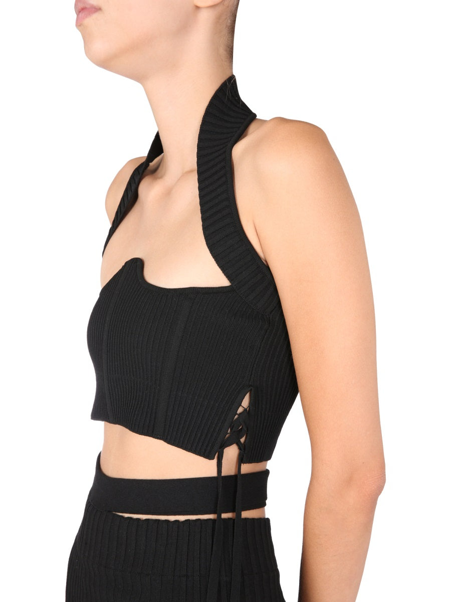 ANDREADAMO Ribbed Bustier with Fixed American Neck
