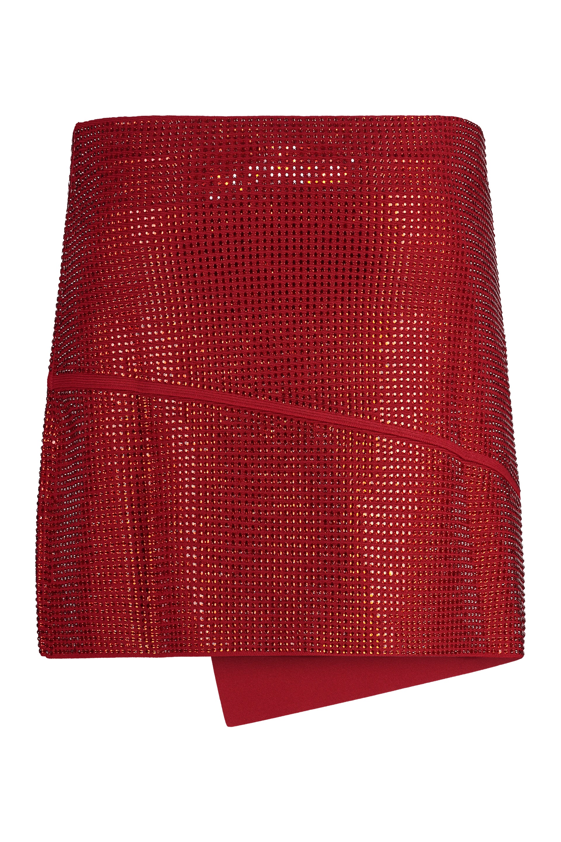ANDREADAMO Asymmetric Mini Skirt with All-Over Rhinestones