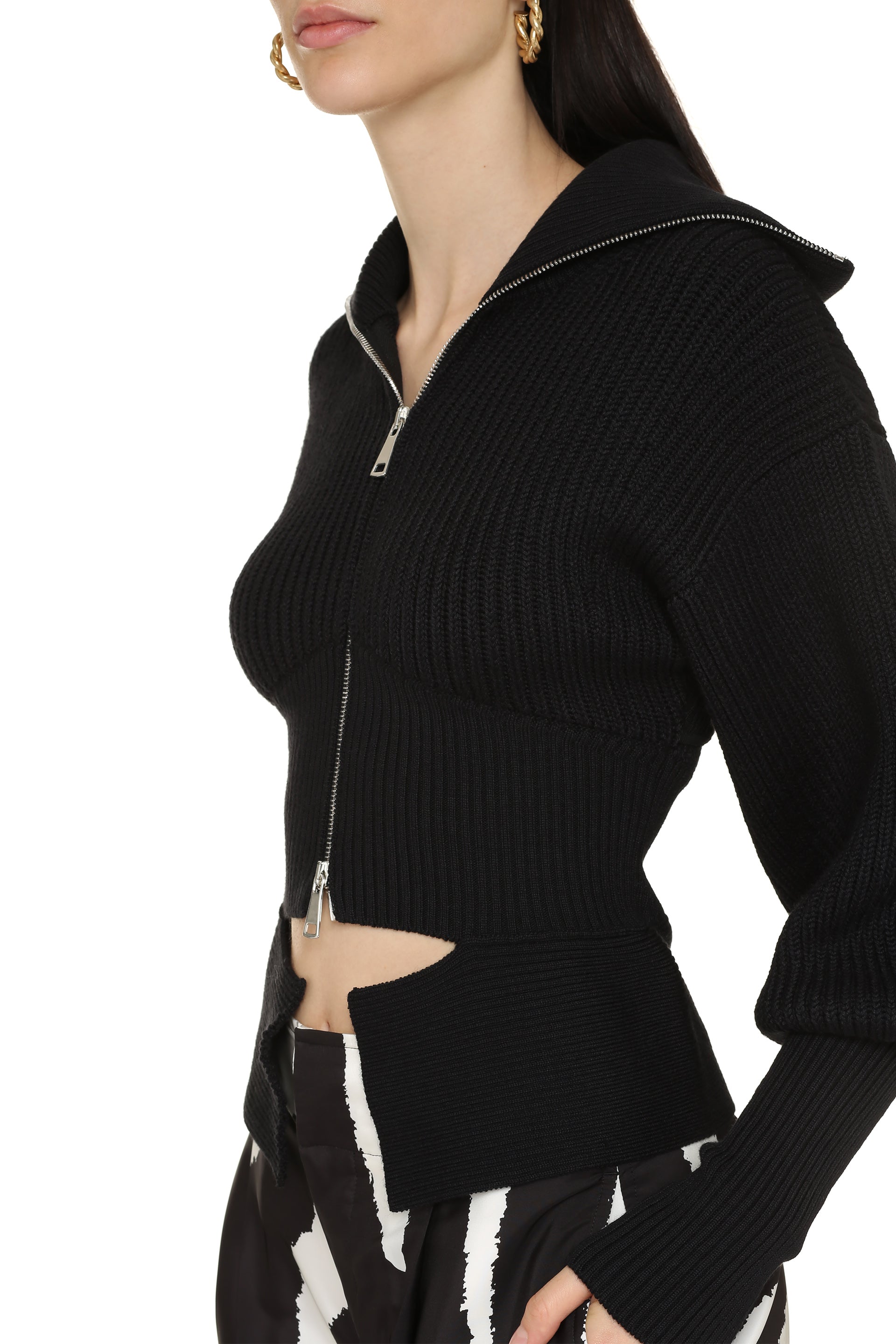 ANDREADAMO Women's Turtleneck Merino Wool Sweater with Back Cut-Out Detail