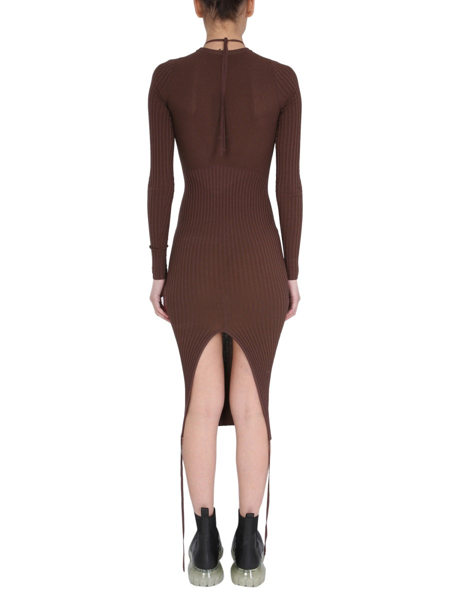 ANDREADAMO Cut Out Detail Dress with Crew Neck