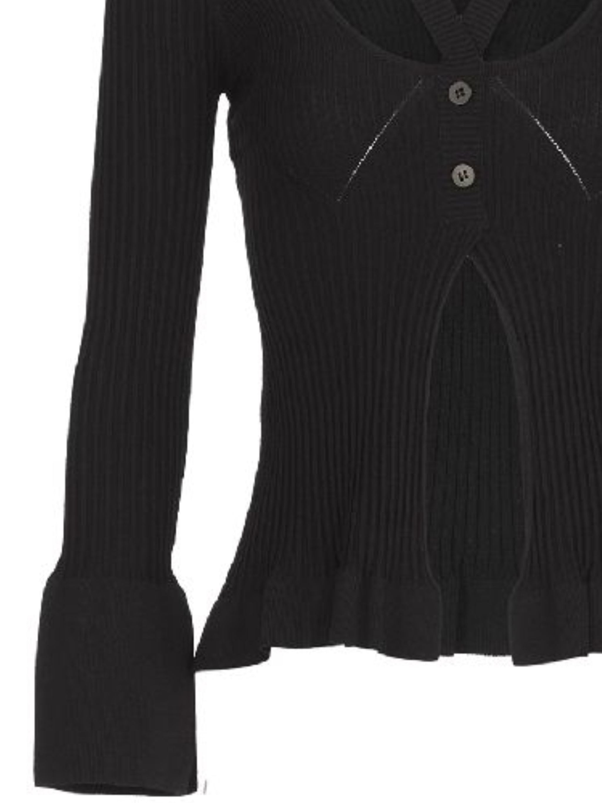 ANDREADAMO Ribbed-Knit Cardigan with Double Layers